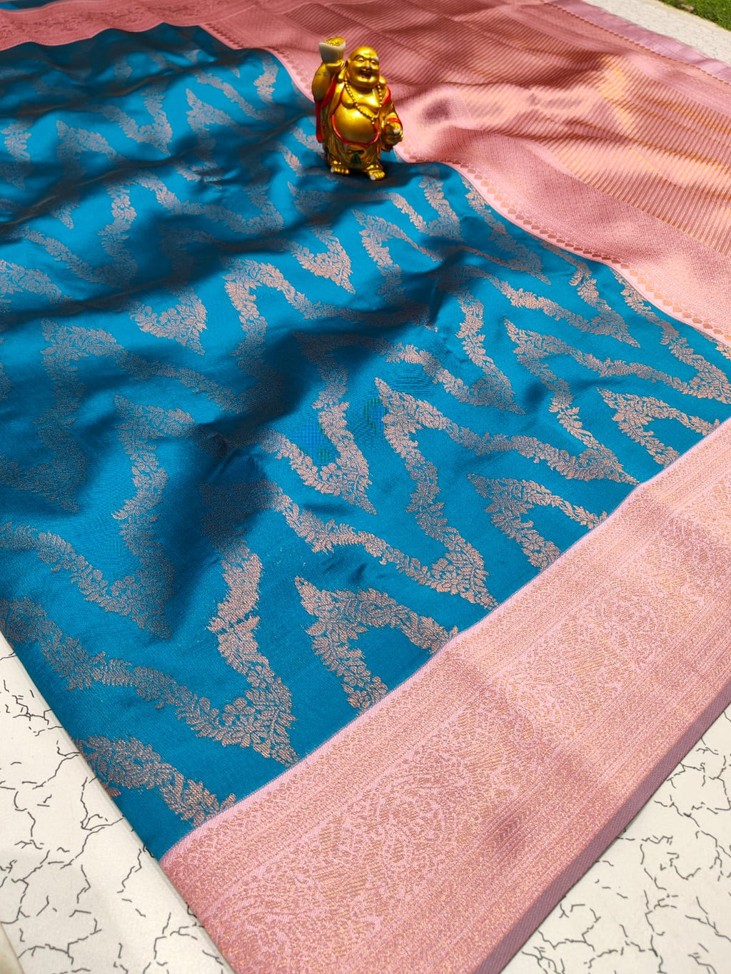 Premium Banarasi Blue Silk Cotton Saree