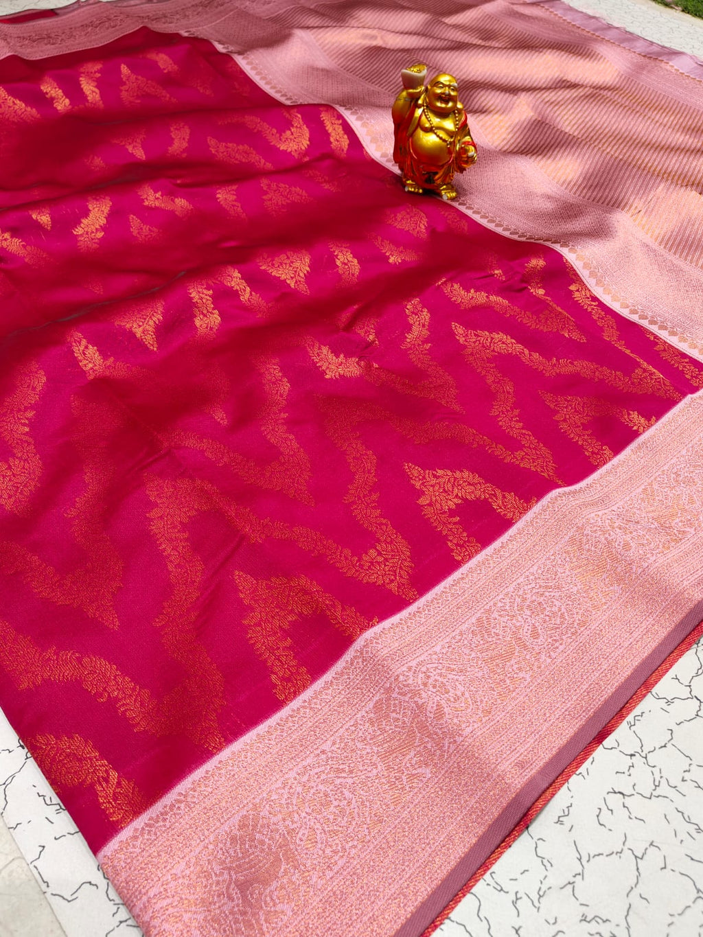 Premium Banarasi Pink Silk Cotton Saree