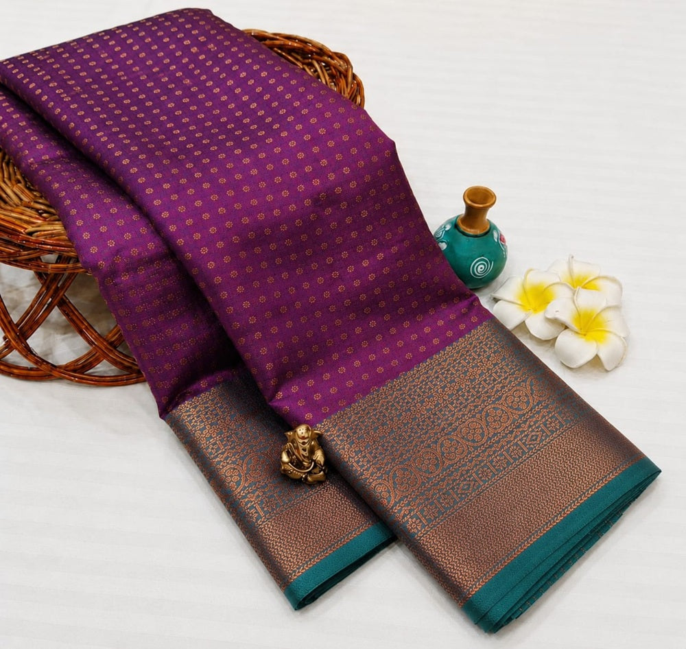 Luxury 1000 Butta Dark Magenta Semi Silk Saree