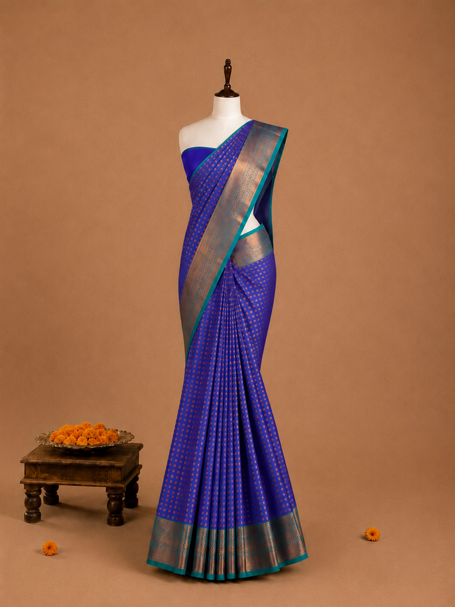 Luxury 1000 Butta Deep Purple Semi Silk Saree